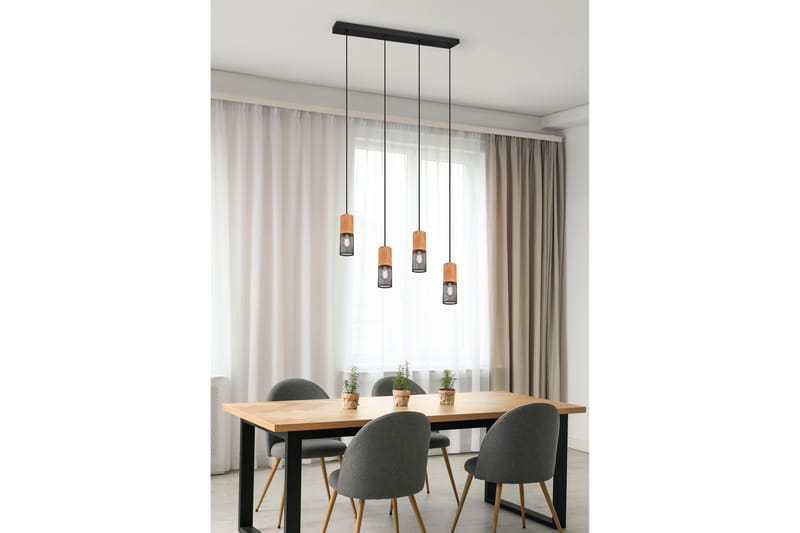 Trio Lighting Tosh taklampe 4L E27 matt sort - Natur/Matt svart - Belysning - Innendørsbelysning & Lamper - Kjøkkenlampe - Taklampe kjøkken