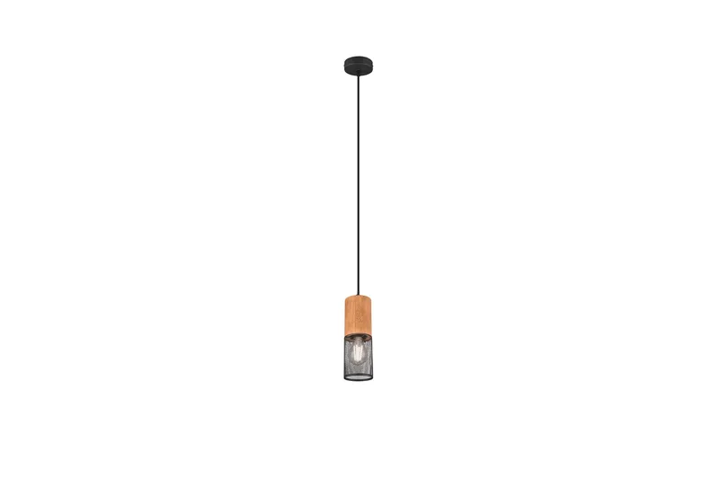 Trio Lighting Tosh taklampe E27 matt sort, Natur/Matt svart