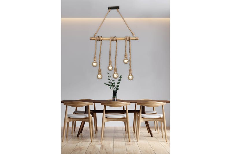 Trio Lighting Wilma taklampe 6L E27 bambus/sisal - Belysning - Innendørsbelysning & Lamper - Kjøkkenlampe - Taklampe kjøkken