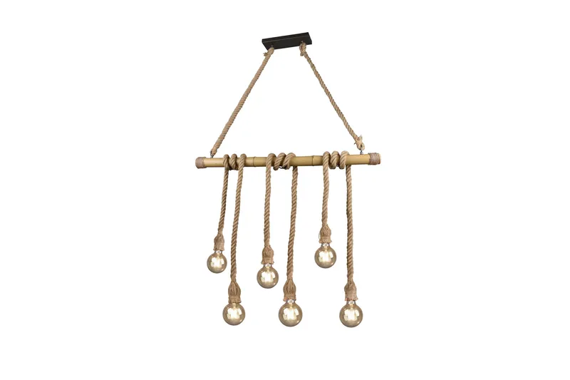 Trio Lighting Wilma taklampe 6L E27 bambus/sisal, undefined