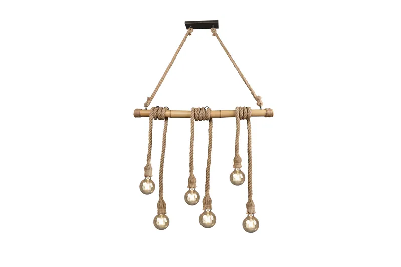 Trio Lighting Wilma taklampe 6L E27 bambus/sisal - Belysning - Innendørsbelysning & Lamper - Kjøkkenlampe - Taklampe kjøkken