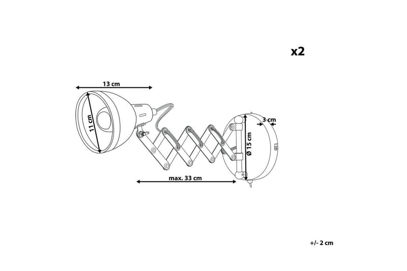 Klarve Vegglampe 2 stk E14 - Svart - Belysning - Innendørsbelysning & Lamper - Nattlampe - Nattlampe vegg