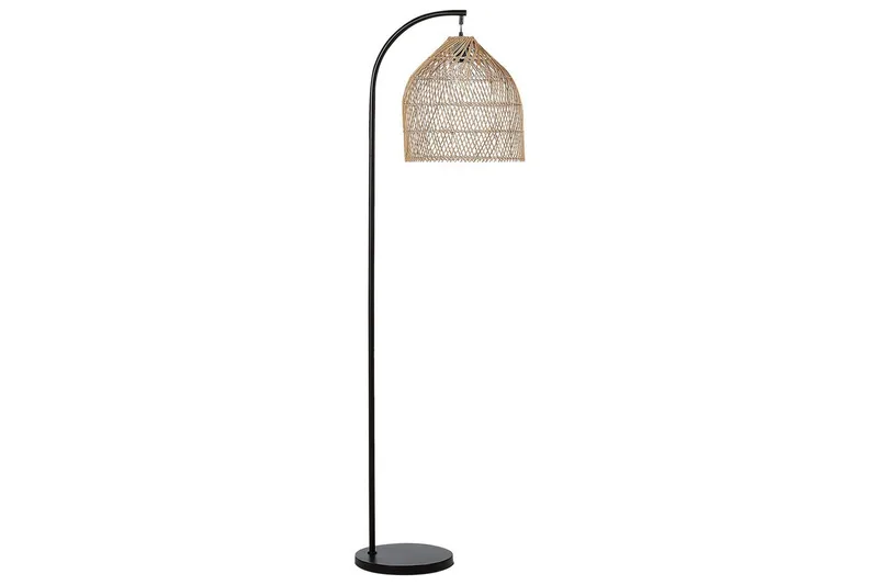 Lakskol Gulvlampe 165 cm, Svart/Natur