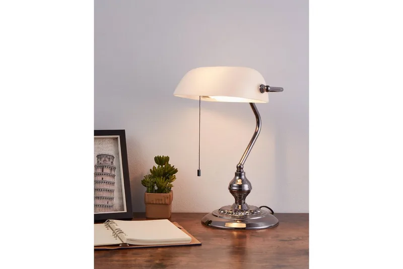 Bordlampe Eglo Banker Nickel Hvit - Hvit - Belysning - Innendørsbelysning & Lamper - Bordlampe - Skrivebordslampe