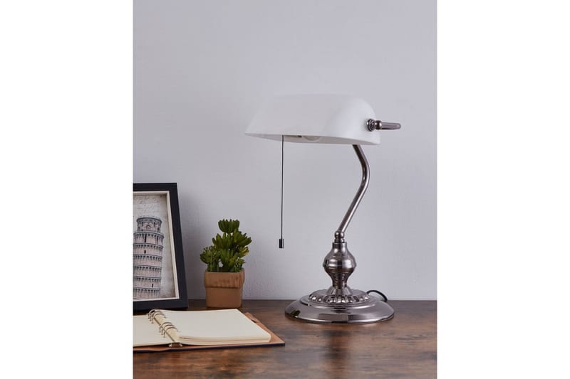 Bordlampe Eglo Banker Nickel Hvit - Hvit - Belysning - Innendørsbelysning & Lamper - Bordlampe - Skrivebordslampe