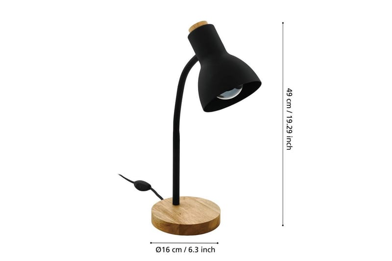 Bordlampe Eglo Veradal Svart, Brun - Svart/Brun - Belysning - Innendørsbelysning & Lamper - Bordlampe - Skrivebordslampe