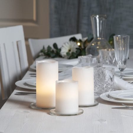 May LED-kubbelys 3-pakning 7,5 cm - marmorert hvit - Belysning - Innendørsbelysning & Lamper - Dekorasjonsbelysning
