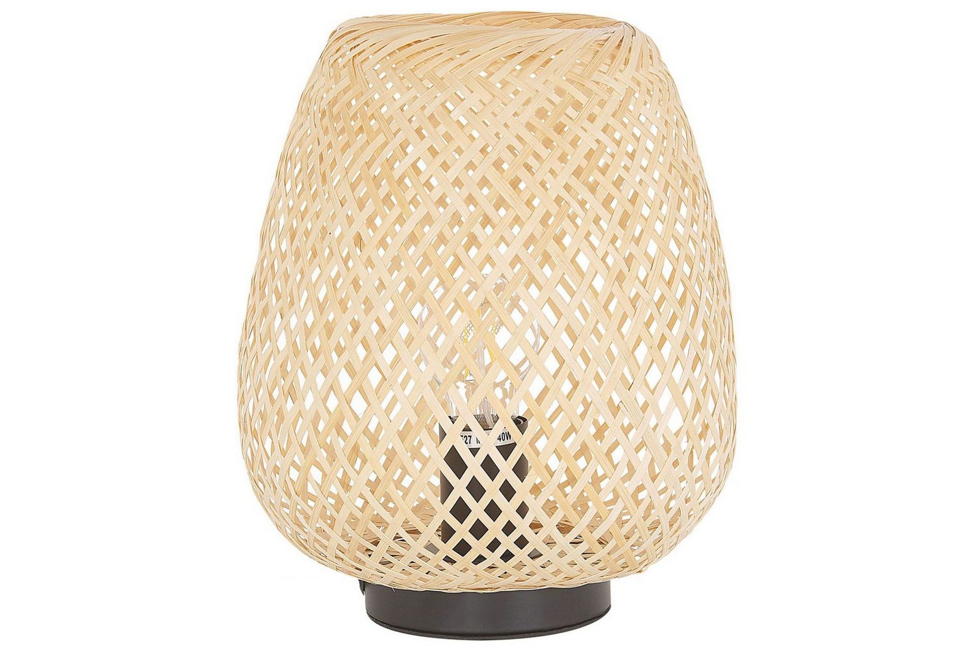 Bomu Bordlampe 30 cm E27 - Lyst tre/Hvit