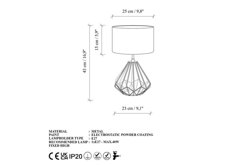 Bordlampe Almasi Hvit / Gull - Hvit / Gull - Belysning - Innendørsbelysning & Lamper - Nattlampe - Nattlampe bord
