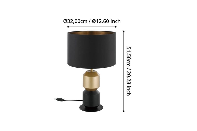 Bordlampe Eglo Laurignano Svart/Gull - Belysning - Innendørsbelysning & Lamper - Nattlampe - Nattlampe bord