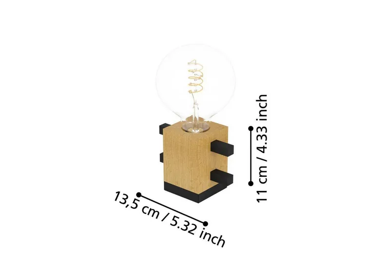 Bordlampe Eglo Levantara Svart/Tre - Belysning - Innendørsbelysning & Lamper - Nattlampe - Nattlampe bord