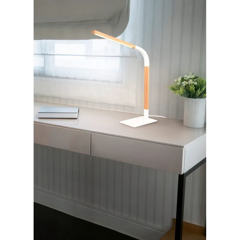 Bordlampe Norris - Matt hvit/tre - Belysning - Innendørsbelysning & Lamper - Nattlampe - Nattlampe bord