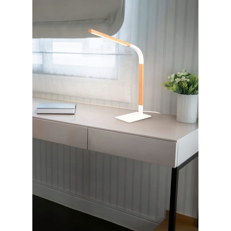 Bordlampe Norris - Matt hvit/tre - Belysning - Innendørsbelysning & Lamper - Nattlampe - Nattlampe bord