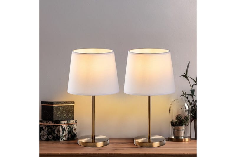 Bordlampesett (2 deler) Jaspal Antikk / Hvit - Antikk / Hvit - Belysning - Innendørsbelysning & Lamper - Nattlampe - Nattlampe bord