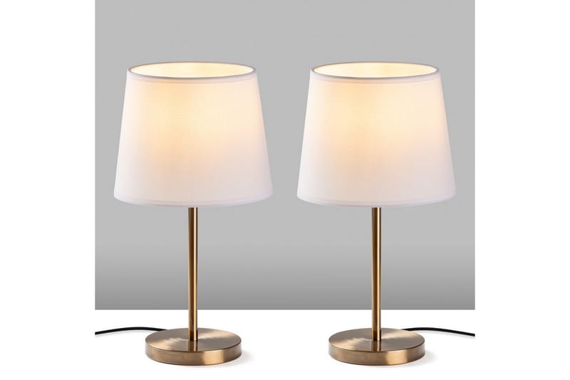 Bordlampesett (2 deler) Jaspal Antikk / Hvit - Antikk / Hvit - Belysning - Innendørsbelysning & Lamper - Nattlampe - Nattlampe bord