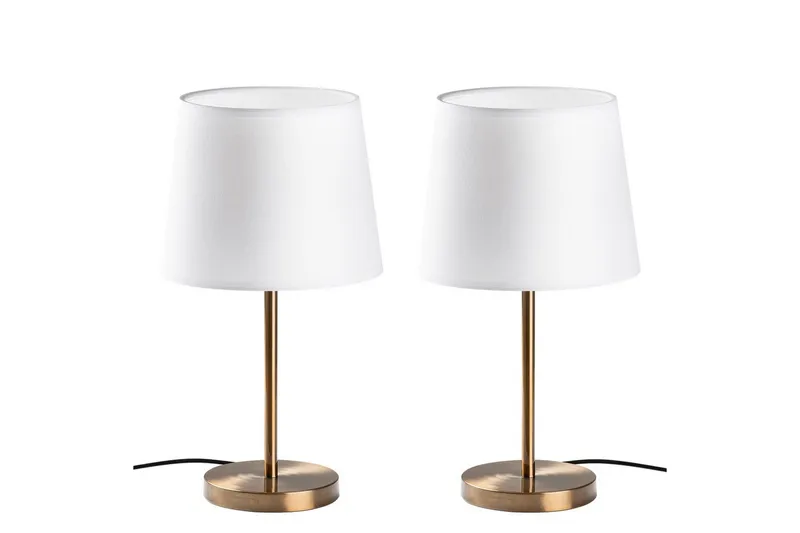 Bordlampesett (2 deler) Jaspal Antikk / Hvit - Antikk / Hvit - Belysning - Innendørsbelysning & Lamper - Nattlampe - Nattlampe bord