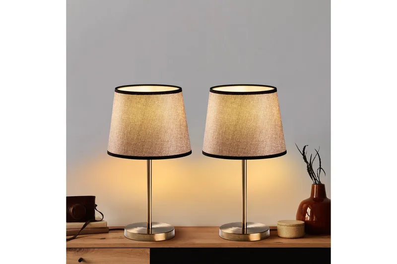 Bordlampesett (2 deler) Jaspal Antikk / Svart - Antikk / Svart - Belysning - Innendørsbelysning & Lamper - Nattlampe - Nattlampe bord