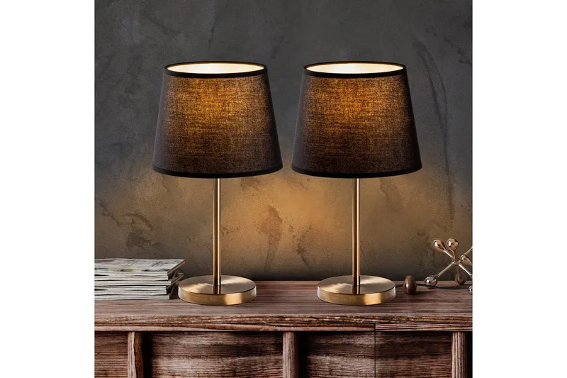 Bordlampesett (2 deler) Jaspal Mørk Antikk - Mørk Antikk - Belysning - Innendørsbelysning & Lamper - Nattlampe - Nattlampe bord