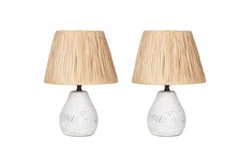 Favignito Bordlampe 2 stk 31 cm E27 - Hvit/Natur - Belysning - Innendørsbelysning & Lamper - Nattlampe - Nattlampe bord