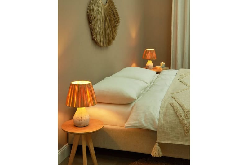 Favignito Bordlampe 2 stk 31 cm E27 - Hvit/Natur - Belysning - Innendørsbelysning & Lamper - Nattlampe - Nattlampe bord