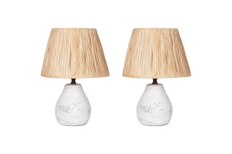 Favignito Bordlampe 2 stk 31 cm E27 - Hvit/Natur - Belysning - Innendørsbelysning & Lamper - Nattlampe - Nattlampe bord