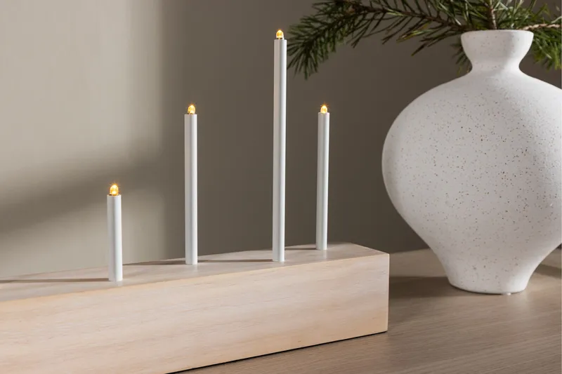 Kungsberget Adventsstake 24 cm - Whitewash - Belysning - Innendørsbelysning & Lamper - Nattlampe - Nattlampe bord