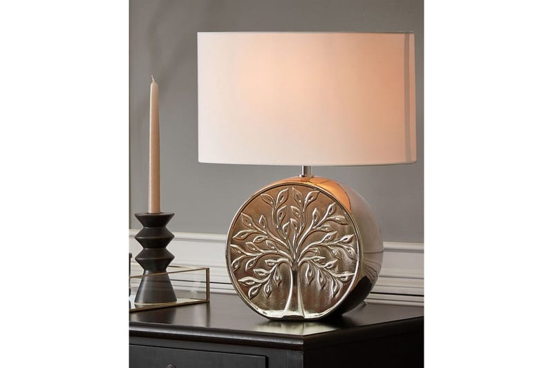 Lenkher Bordlampe 48 cm E27 - Sølv/Hvit - Belysning - Innendørsbelysning & Lamper - Nattlampe - Nattlampe bord