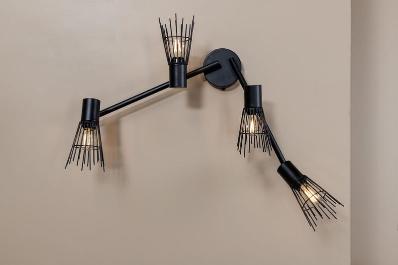 Sache Vegglampe Dimbar LED Stor - Svart - Nattlampe vegg - Soveromslampe - Vegglampe - Veggarmatur