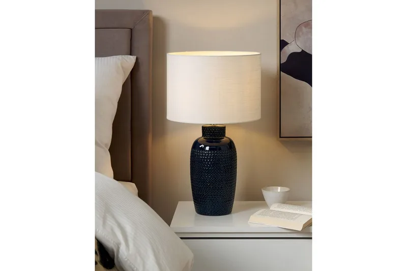 Samoste Bordlampe 53 cm E27 - Marineblå/Hvit - Belysning - Innendørsbelysning & Lamper - Nattlampe - Nattlampe bord