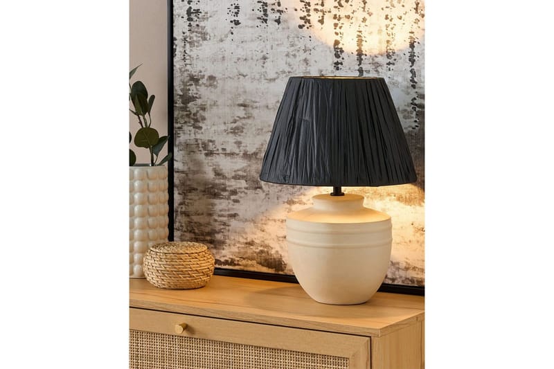 Thira Bordlampe 44 cm E27 - Beige/Svart - Belysning - Innendørsbelysning & Lamper - Nattlampe - Nattlampe bord