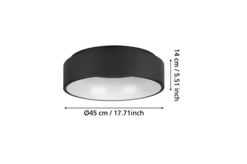 Plafond Eglo Marghera 45 cm, Svart - 45 cm, Svart - Belysning - Innendørsbelysning & Lamper - Soveromslampe - Taklampa sovrum