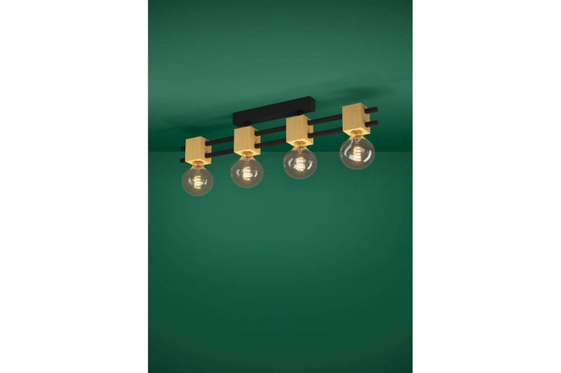 Takbelysning Eglo Levantara Svart/Tre med 4 Lamper - Belysning - Innendørsbelysning & Lamper - Soveromslampe - Taklampa sovrum