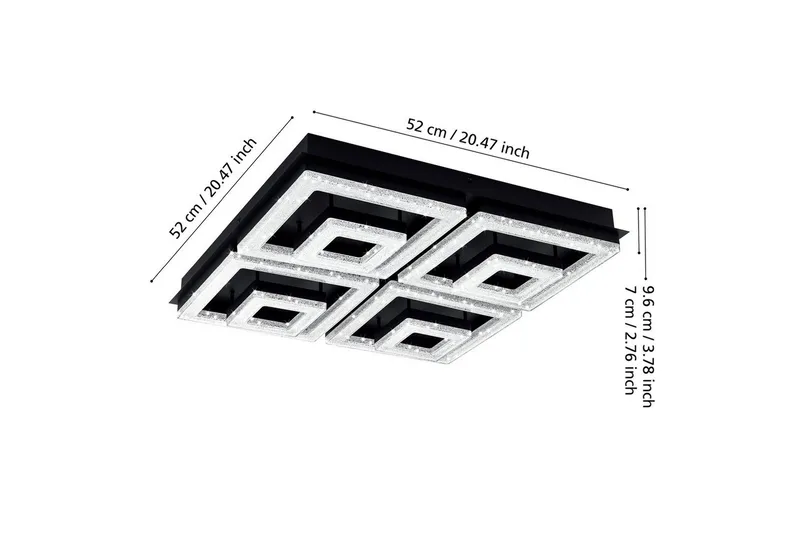 Taklampe Eglo Fradelo 1 520x520 mm - Svart - Belysning - Innendørsbelysning & Lamper - Soveromslampe - Taklampa sovrum
