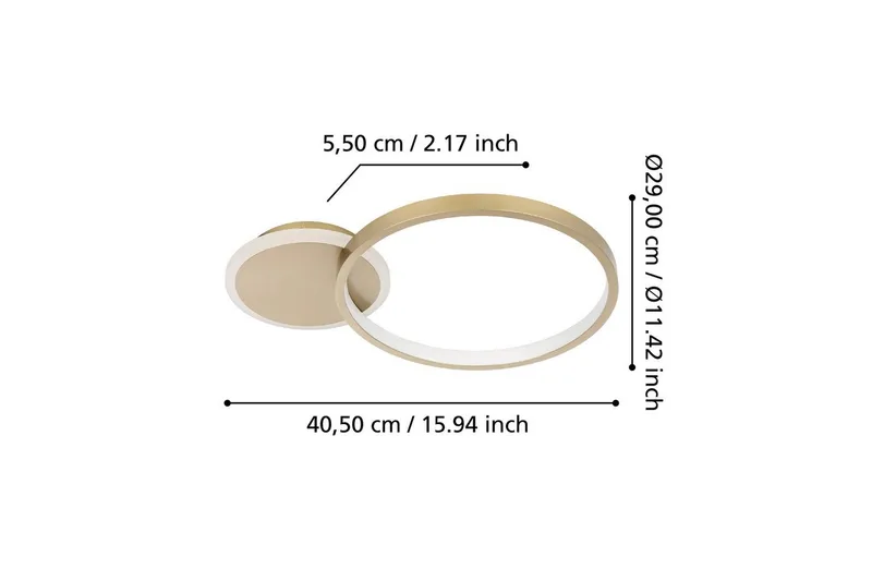 Taklampe Eglo Gafares Rund Gullfarget/Hvit - Gull/Hvit - Belysning - Innendørsbelysning & Lamper - Soveromslampe - Taklampa sovrum