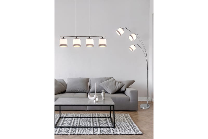 Trio Lighting Davos Gulvlampe 3L E14 Krom/Hvit - Belysning - Innendørsbelysning & Lamper - Soveromslampe