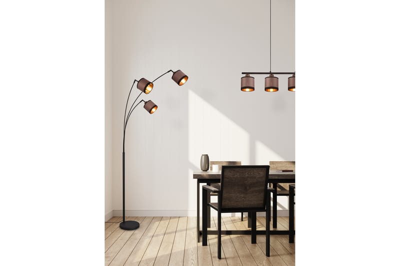 Trio Lighting Davos gulvlampe 3L E14 matt svart/greige - Belysning - Innendørsbelysning & Lamper - Soveromslampe