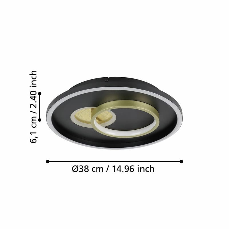 Vegg-/Taklampe Tiriolo - Svart/Gull - Belysning - Innendørsbelysning & Lamper - Soveromslampe - Taklampa sovrum