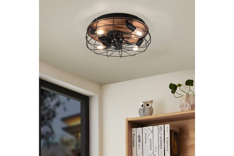 Vifte TRIO Trondheim Matt svart/tre - Matt svart/tre - Belysning - Innendørsbelysning & Lamper - Soveromslampe - Taklampa sovrum