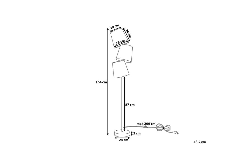 Grande Gulvlampe 164 cm - Hvit - Soveromslampe - Stuelampe - Gulvlampe