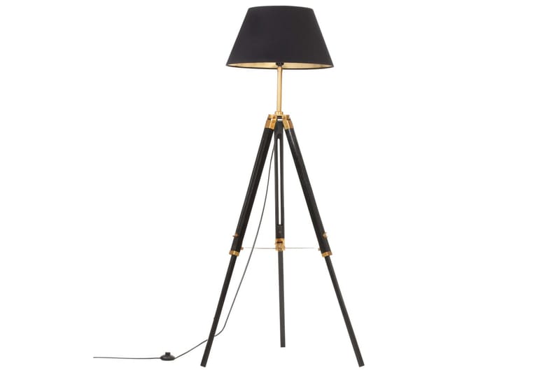 Gulvlampe med stativ svart og gull heltre teak 141 cm - Svart - Belysning - Innendørsbelysning & Lamper - Stuelampe