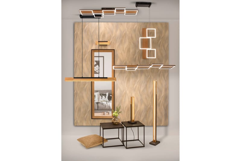 Kerala LED-Gulvlampe Mattsvart/Tre - Belysning - Innendørsbelysning & Lamper - Stuelampe