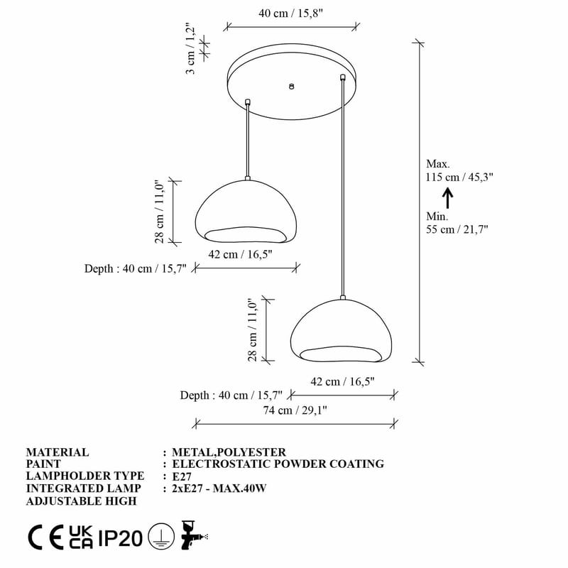Cadros pendellampe - Hvit - Belysning - Innendørsbelysning & Lamper - Taklampe - Krystallkrone & takkrone