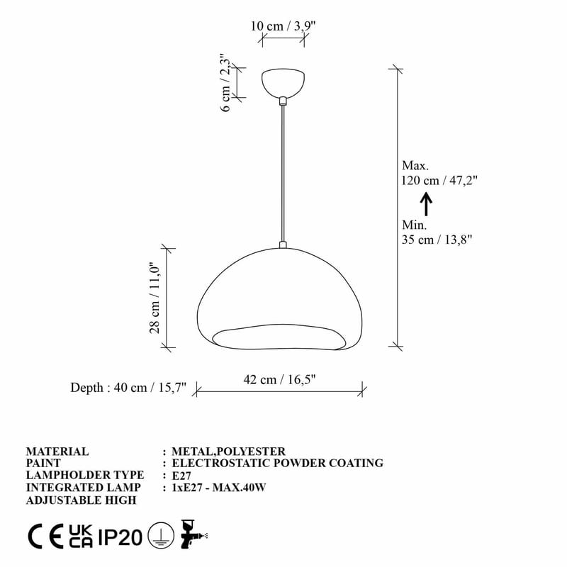 Cadros pendellampe - Hvit - Belysning - Innendørsbelysning & Lamper - Taklampe - Krystallkrone & takkrone