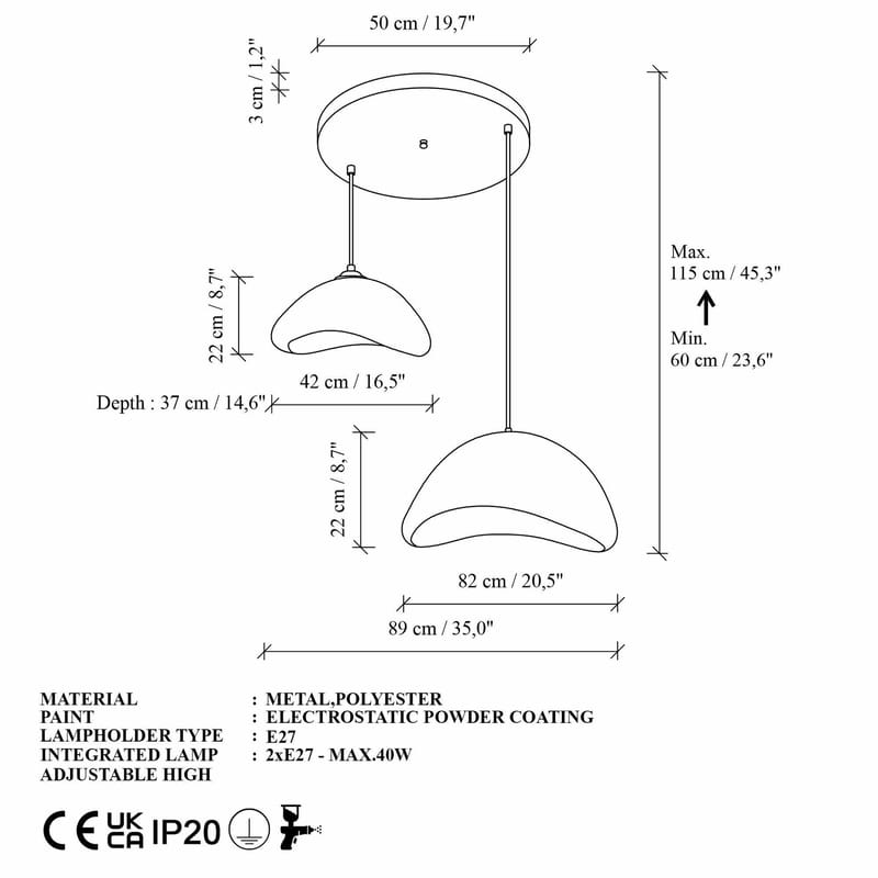 Dasina pendellampe - Hvit - Belysning - Innendørsbelysning & Lamper - Taklampe - Krystallkrone & takkrone