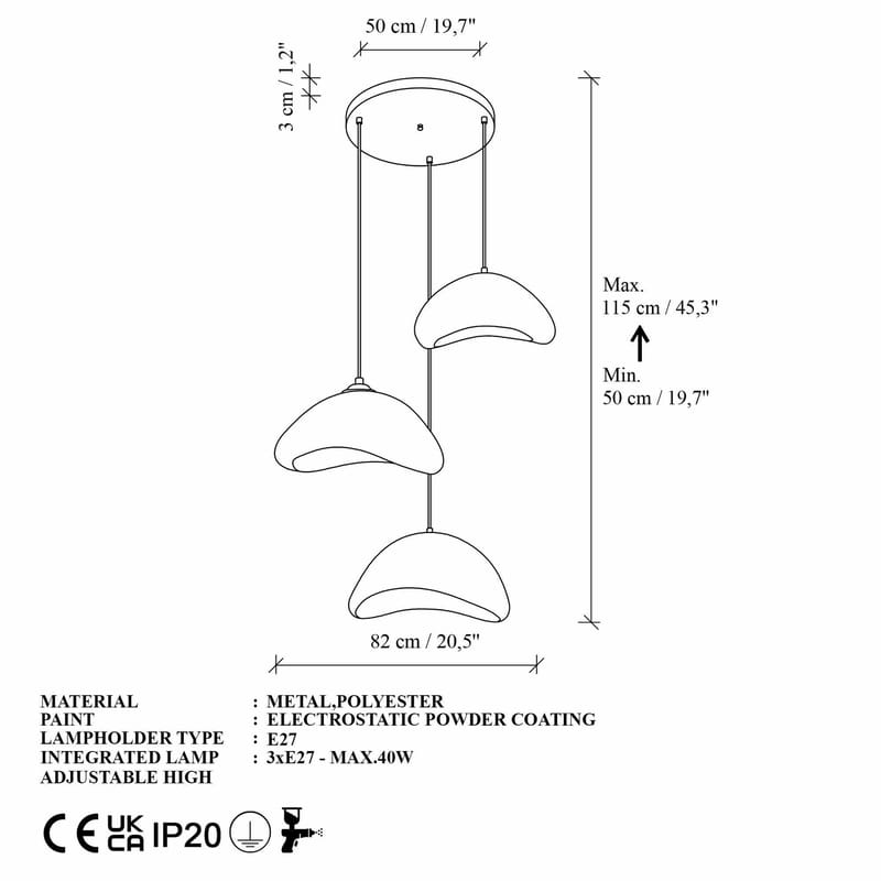 Dasina pendellampe - Hvit - Belysning - Innendørsbelysning & Lamper - Taklampe - Krystallkrone & takkrone