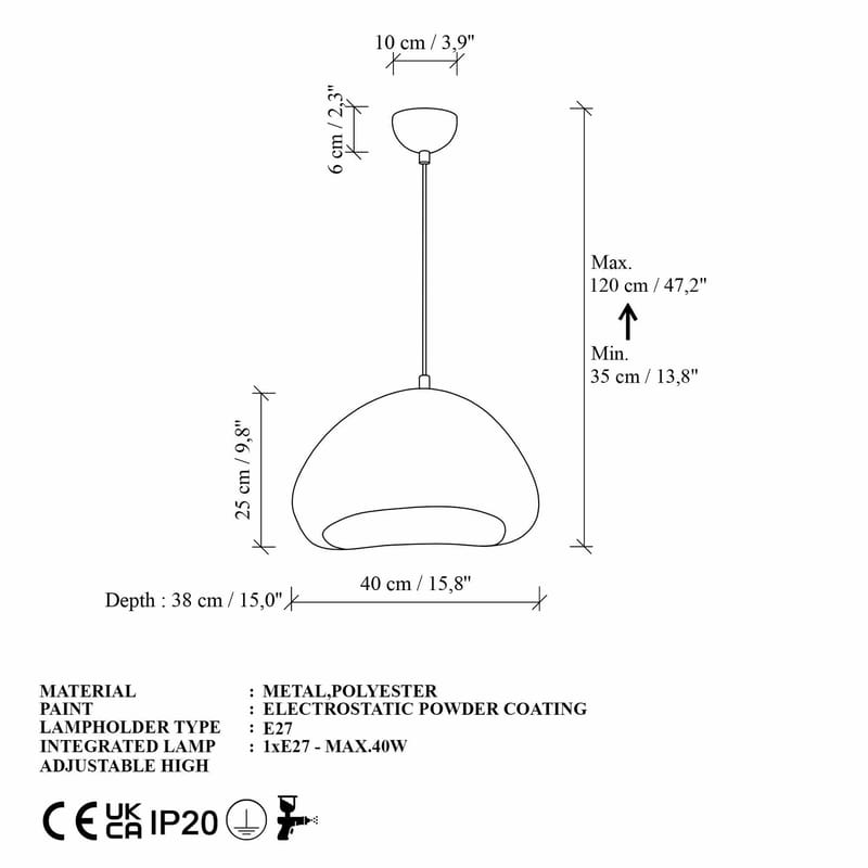 Kaolins pendellampe - Hvit - Belysning - Innendørsbelysning & Lamper - Taklampe - Krystallkrone & takkrone