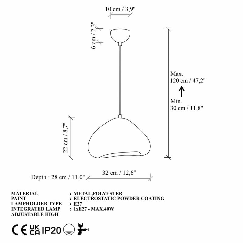 Kaolins pendellampe - Hvit - Belysning - Innendørsbelysning & Lamper - Taklampe - Krystallkrone & takkrone