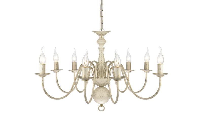 Antikk lysekrone 8 x E14 lysprer hvit - Antikkhvit - Belysning - Innendørsbelysning & Lamper - Taklampe - Krystallkrone & takkrone
