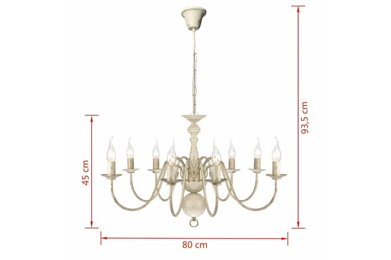 Antikk lysekrone 8 x E14 lysprer hvit - Antikkhvit - Belysning - Innendørsbelysning & Lamper - Taklampe - Krystallkrone & takkrone