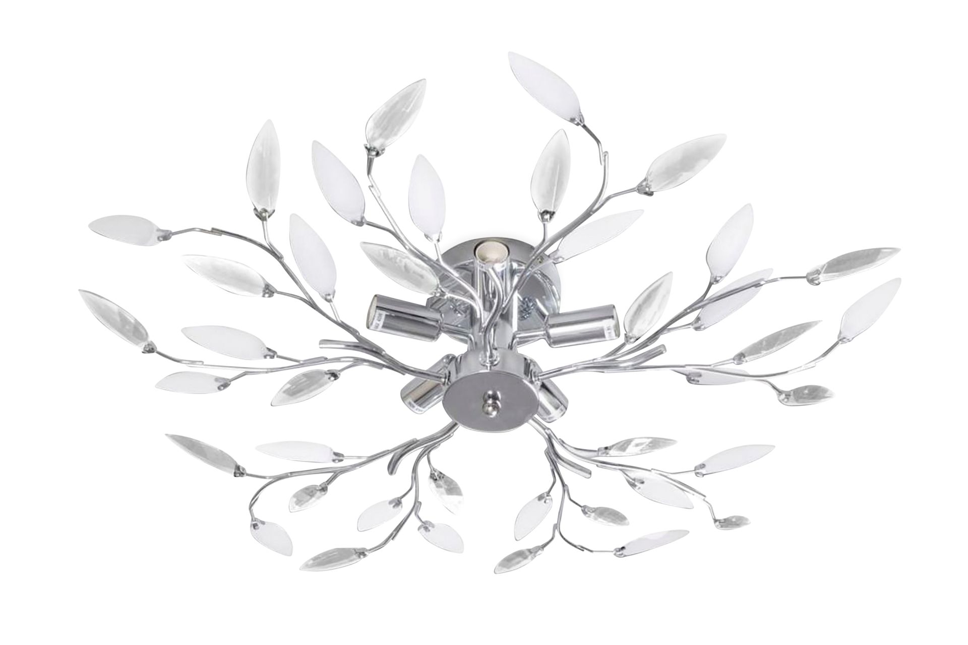 Gjennomsiktig og hvit taklampe/lysekrone 5 x E14-prer - Hvit/Transparent - Belysning - Innendørsbelysning & Lamper - Taklampe - Krystallkrone & takkrone